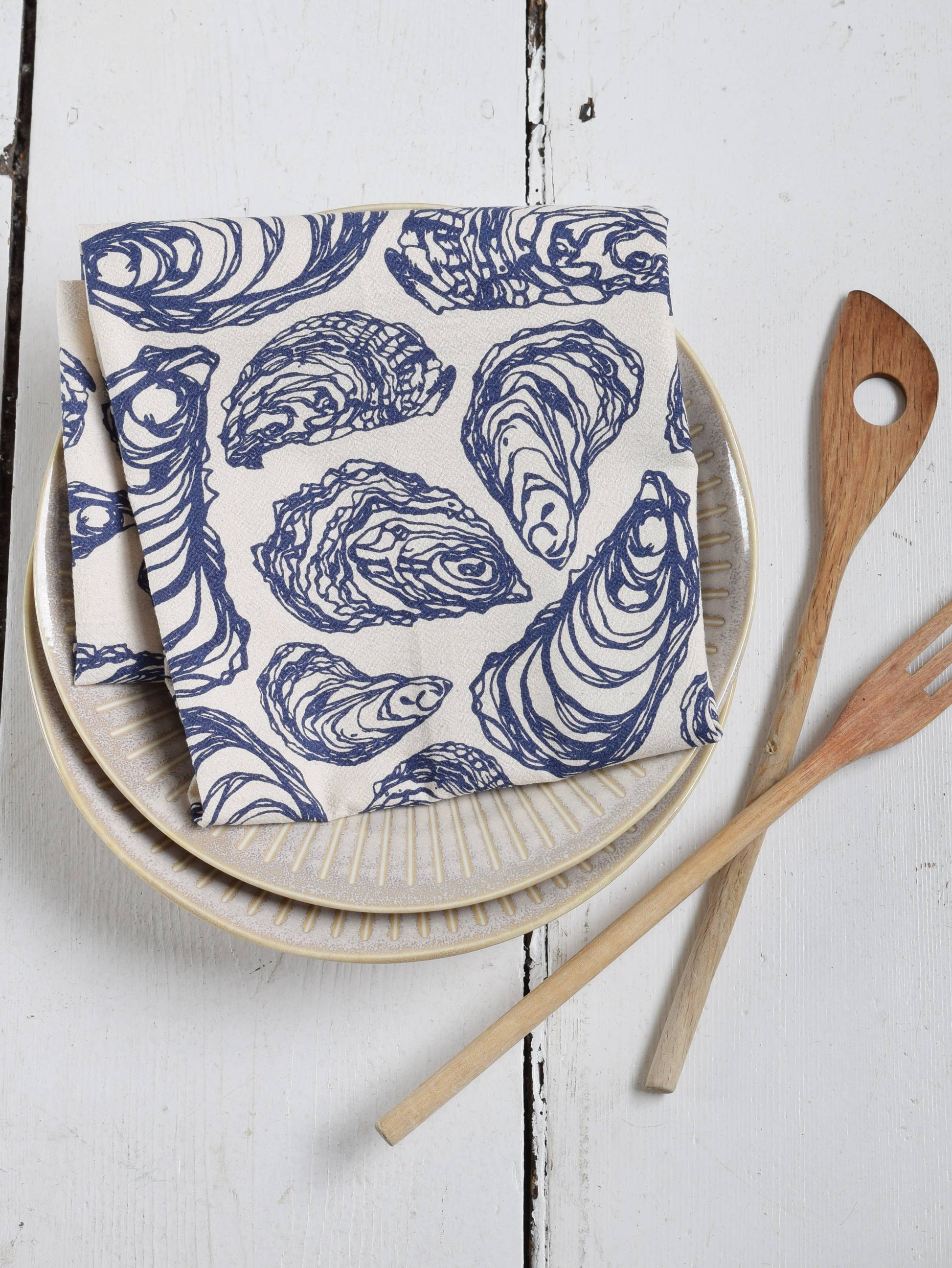 Hearth and Harrow - Oyster Tea Towel - Organic Cotton - Oversized 30 x 30 - PMA Store at the Portland Museum of Art, Maine