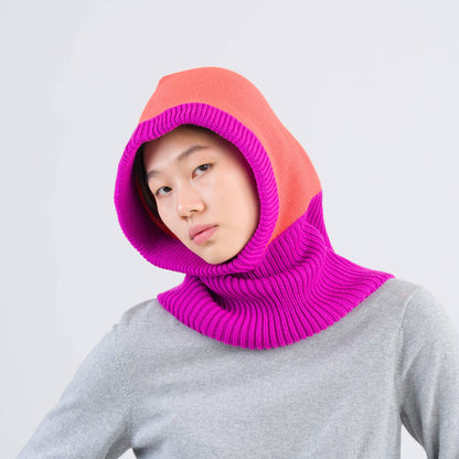 VERLOOP | knits - Colorblock Knit Hood: Cobalt Sand - PMA Store at the Portland Museum of Art, Maine