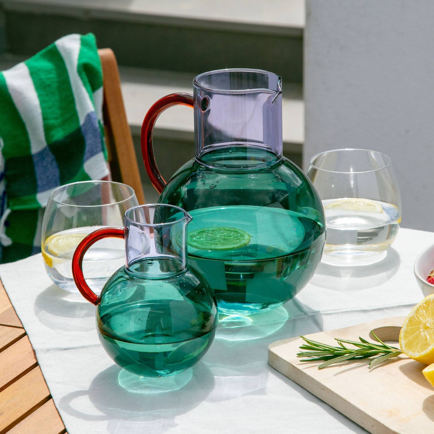 Block Design US - Pablo Glass Jug - Small: Teal Purple Amber