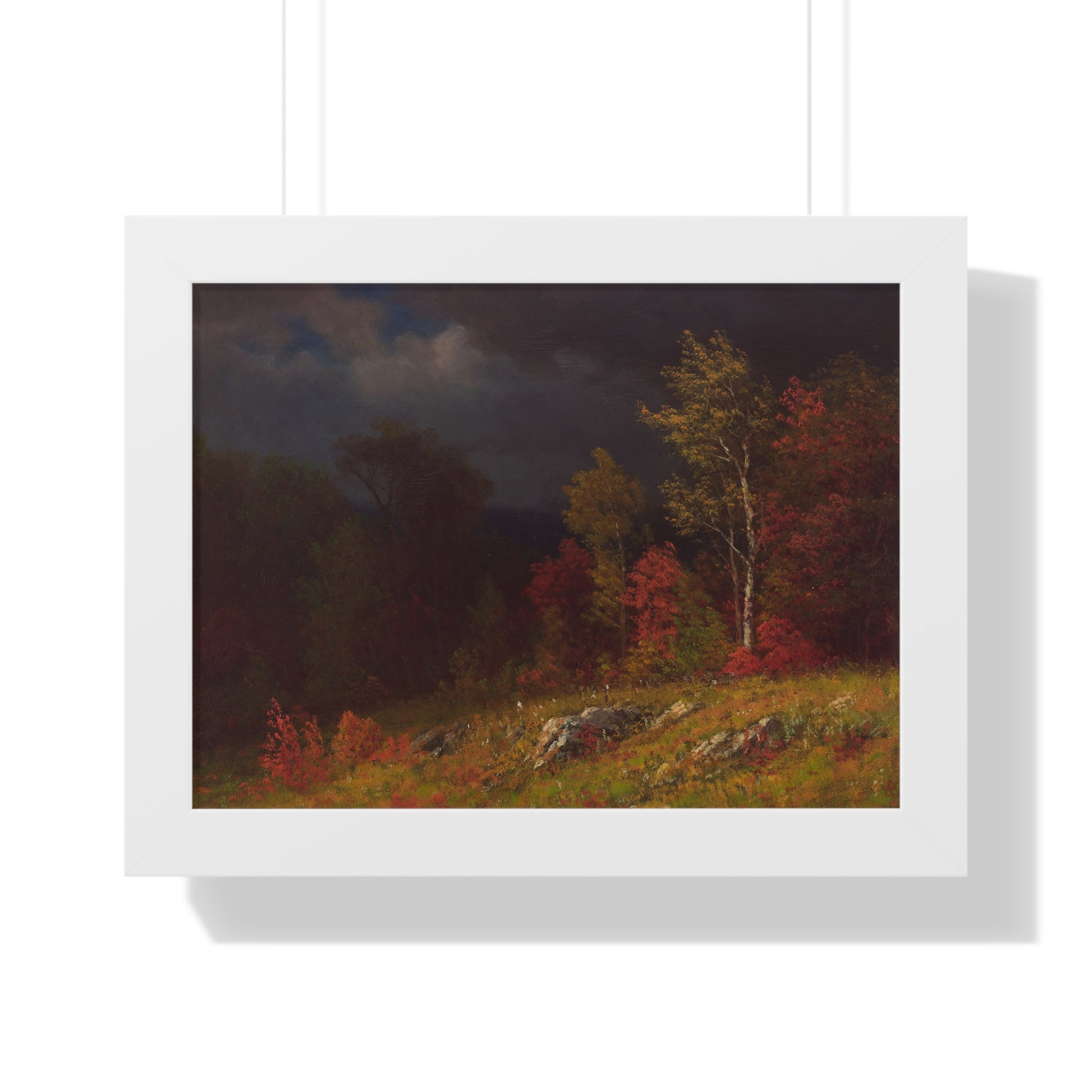 Autumn Birches (Approaching Storm) by Albert Bierstadt Framed Landscape Poster - PMA Store at the Portland Museum of Art, Maine