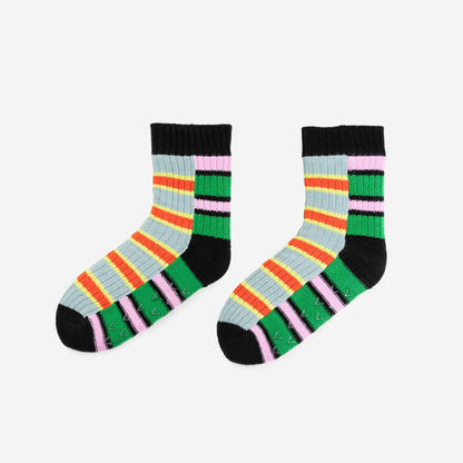 VERLOOP | knits - Zipper Stripe House Socks: Poppy Stone Blue / L/XL - W 9.5-12.5<br>M 8-11 - PMA Store at the Portland Museum of Art, Maine