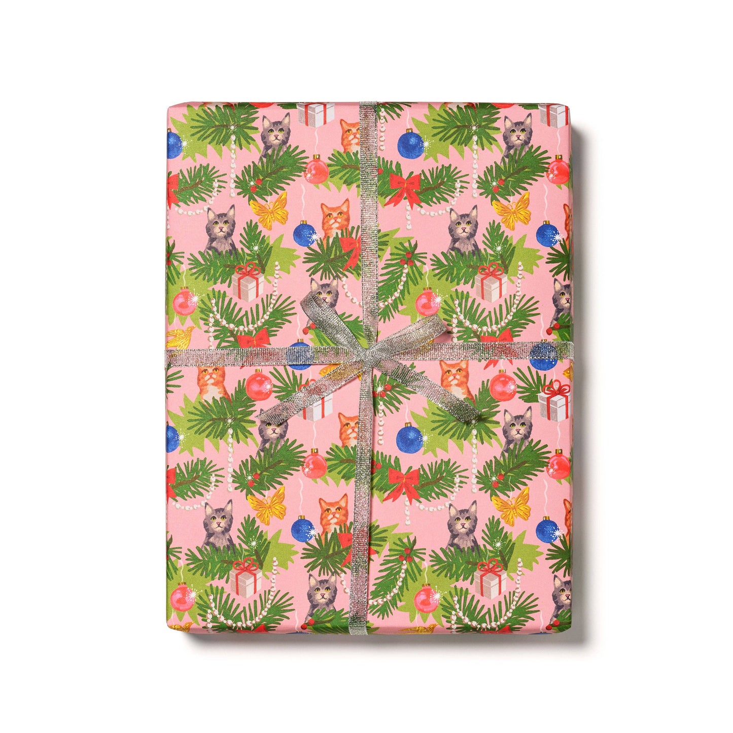Meowy Christmas holiday wrapping paper: Single - PMA Store at the Portland Museum of Art, Maine