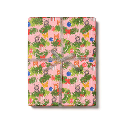 Meowy Christmas holiday wrapping paper: Single - PMA Store at the Portland Museum of Art, Maine