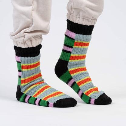 VERLOOP | knits - Zipper Stripe House Socks: Poppy Stone Blue / L/XL - W 9.5-12.5<br>M 8-11 - PMA Store at the Portland Museum of Art, Maine