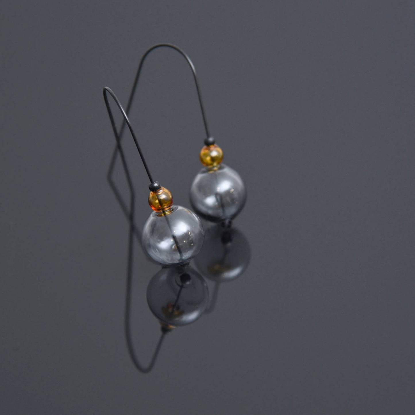 Pursuits - Mini Scoop Earrings: G.Grey w. Amber