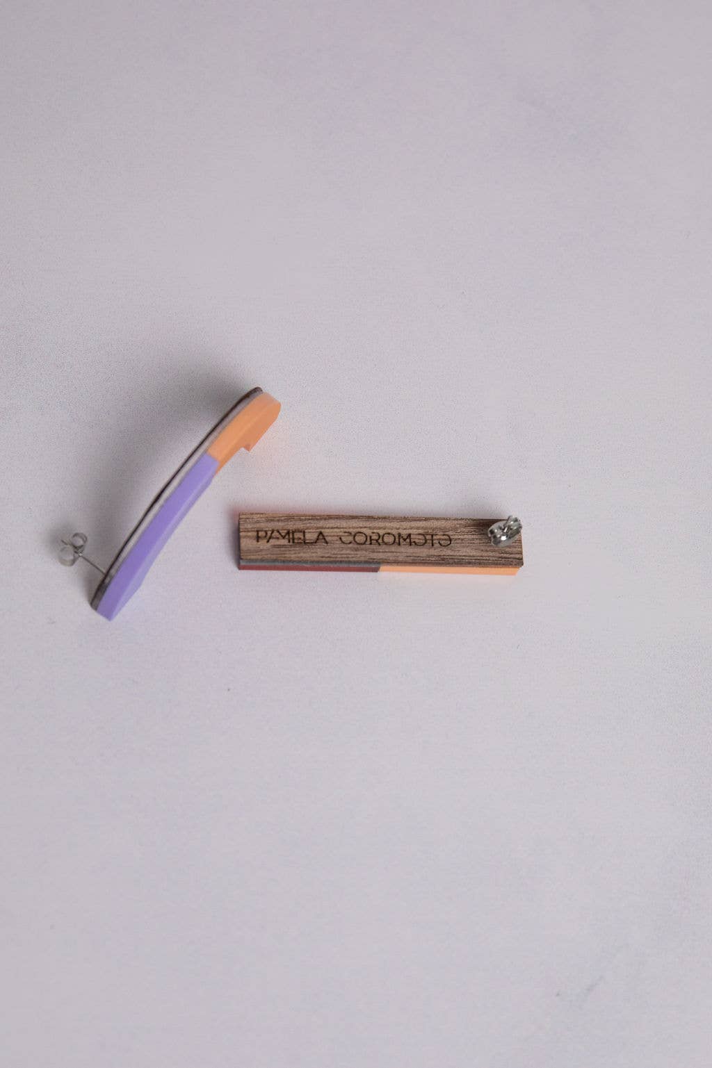 Pamela Coromoto - NEW Memphis Mini Earrings: Lilac/Salmon