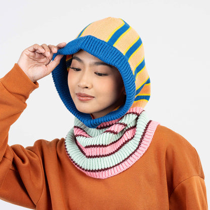 Zipper Stripe Hood: Peach Cobalt - PMA Store at the Portland Museum of Art, Maine