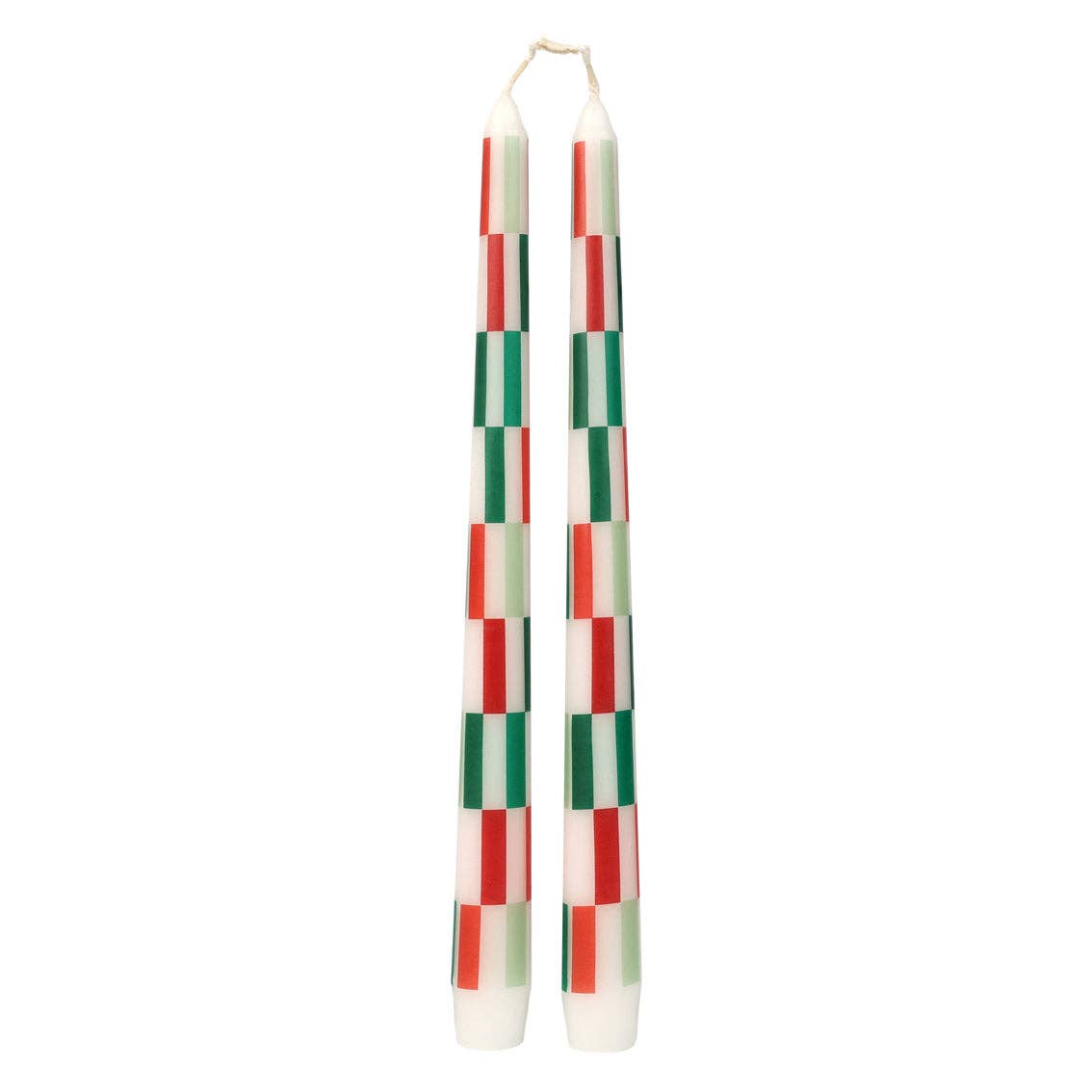 Red & Green Check Dinner Candles | 2 Pack |Christmas Decor | - PMA Store at the Portland Museum of Art, Maine