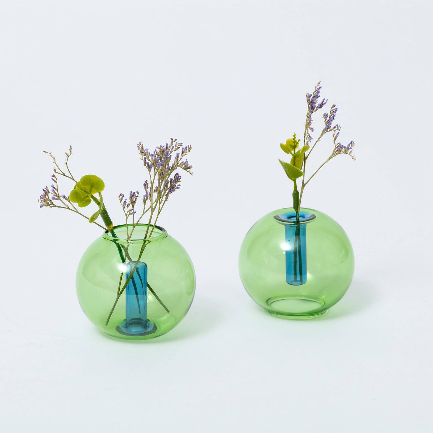 Block Design US - Mini Bubble Glass Vase: Blue and Yellow