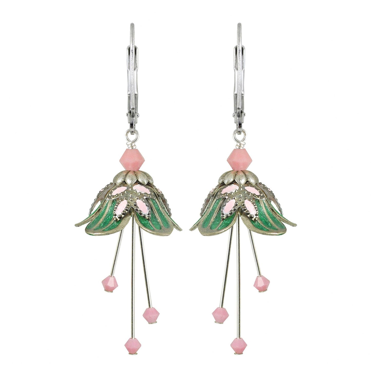 NoMonet - Flower Fairy: Painted Delicate Flower Earrings w Crystals: Gold/Red/Blue - PMA Store at the Portland Museum of Art, Maine