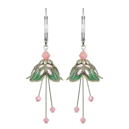 NoMonet - Flower Fairy: Painted Delicate Flower Earrings w Crystals: Gold/Red/Blue - PMA Store at the Portland Museum of Art, Maine