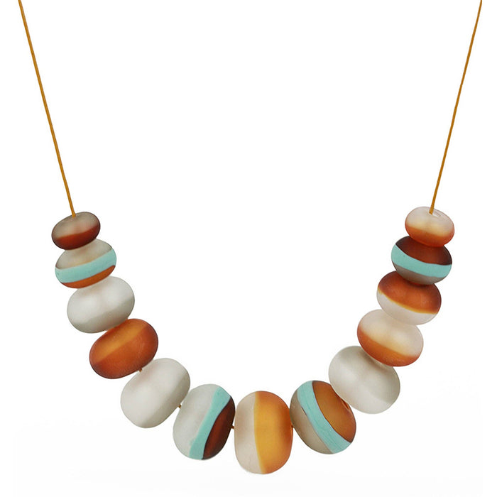 Soft stripes necklace -white, grey, amber and blue