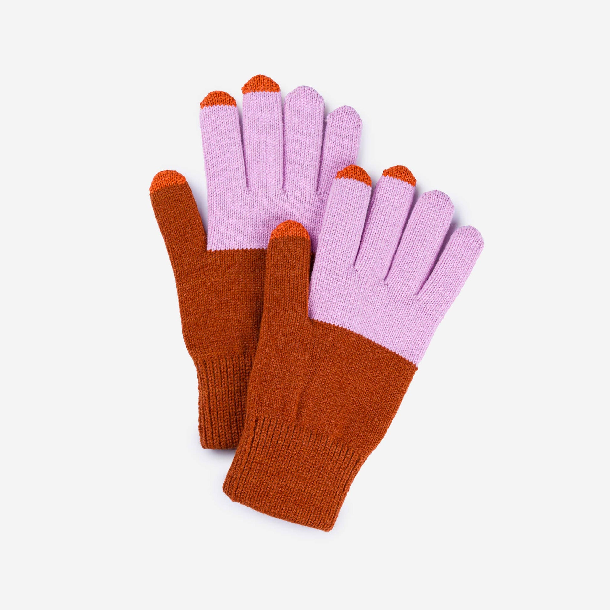 Colorblock Knit Touchscreen Gloves: Fuchsia Lilac - PMA Store at the Portland Museum of Art, Maine