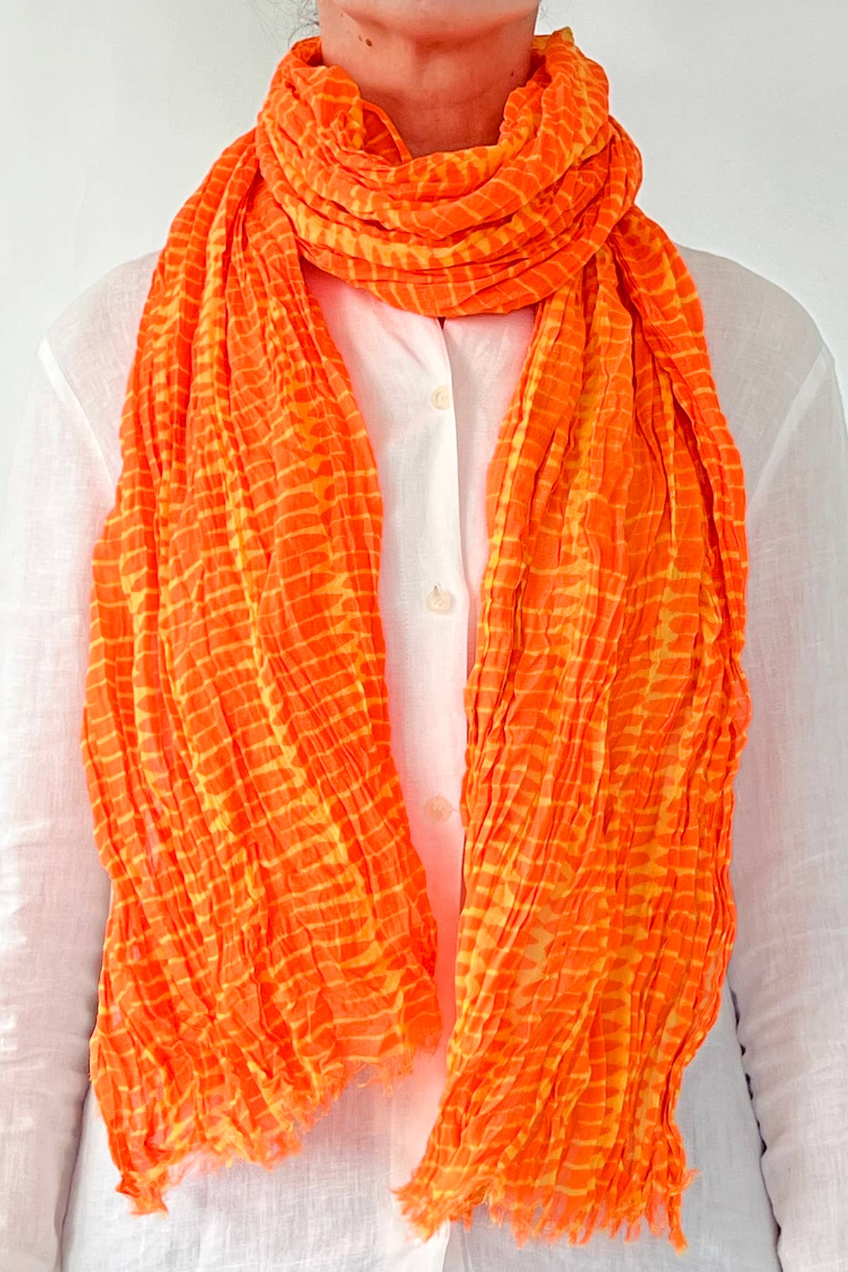 Cotton Scarf: Small Totem Red/Yellow - PMA Store at the Portland Museum of Art, Maine