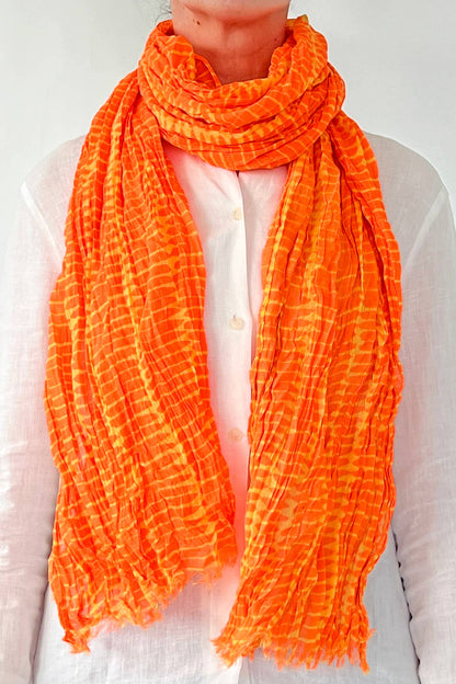 Cotton Scarf: Small Totem Red/Yellow - PMA Store at the Portland Museum of Art, Maine