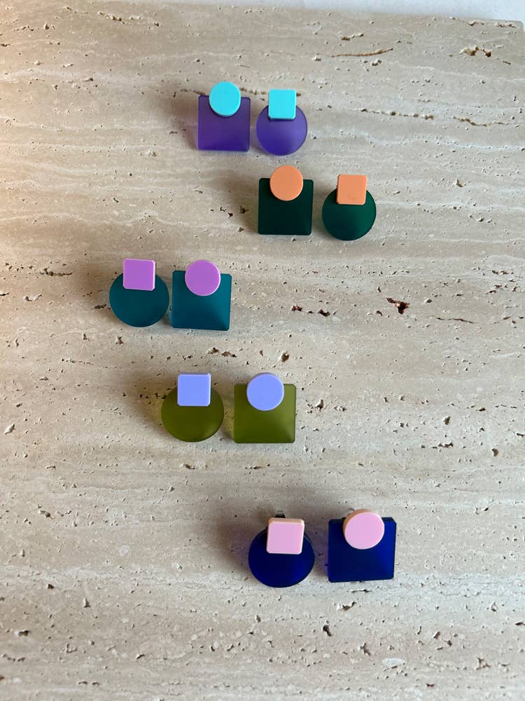 Pamela Coromoto - Glare Mini Earrings - Spring/Summer : Oxford Blue/ Pink