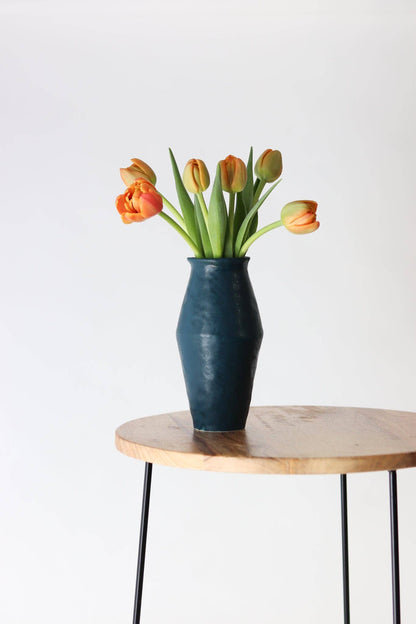 Elizabeth Benotti Ceramics - Everyday Pinched Vase: Striped - PMA Store at the Portland Museum of Art, Maine