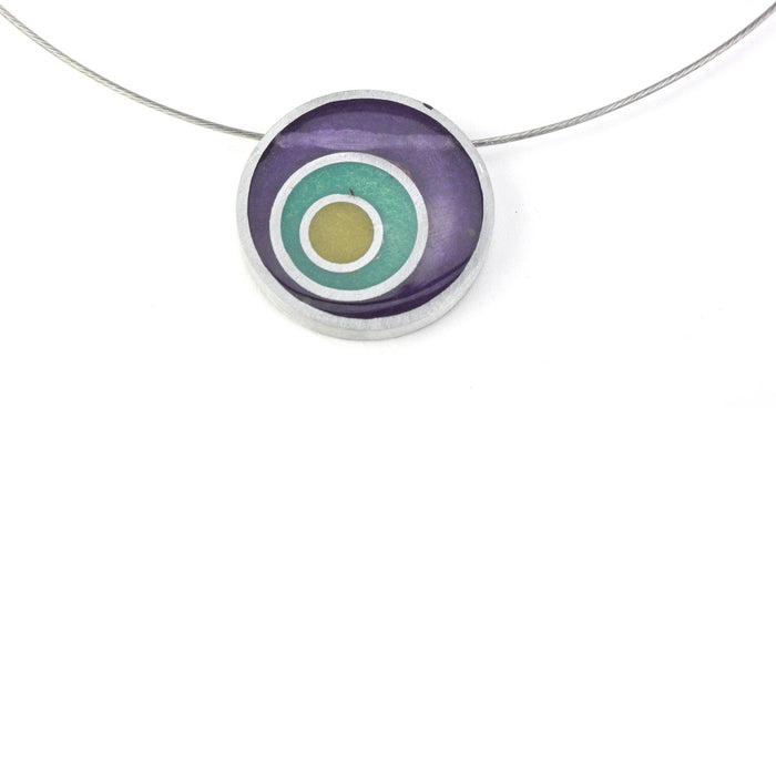 Resinique triple circle necklace - Purple, seafoam and yellow