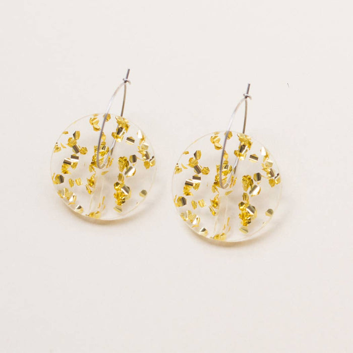 Circle Earrings - Small: Clear Iridescent