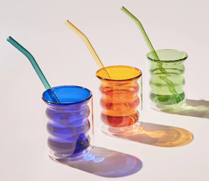 Colored Double Layer Glass Cup: Blue - PMA Store at the Portland Museum of Art, Maine