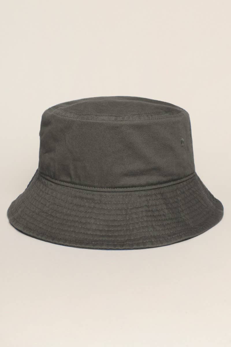 Fashion City - Solid Color Cotton Bucket Fisherman Hats: KHAKI / S/M