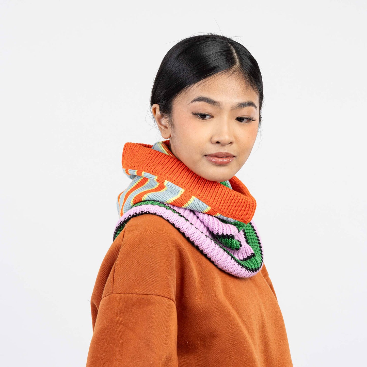 Zipper Stripe Hood: Peach Cobalt - PMA Store at the Portland Museum of Art, Maine