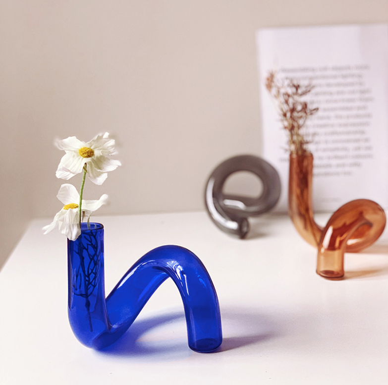 Twist Glass Candlestick Holder / Flower Vase: Blue - PMA Store at the Portland Museum of Art, Maine