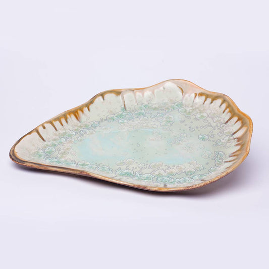Alison Evans Ceramics - Medium Oyster Plate: Abalone & Tortoise - PMA Store at the Portland Museum of Art, Maine