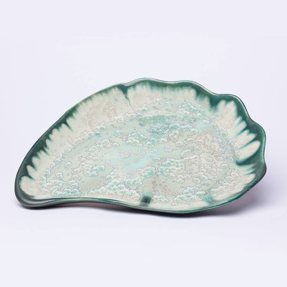 Alison Evans Ceramics - Large Oyster Plate: Mint& Charcoal