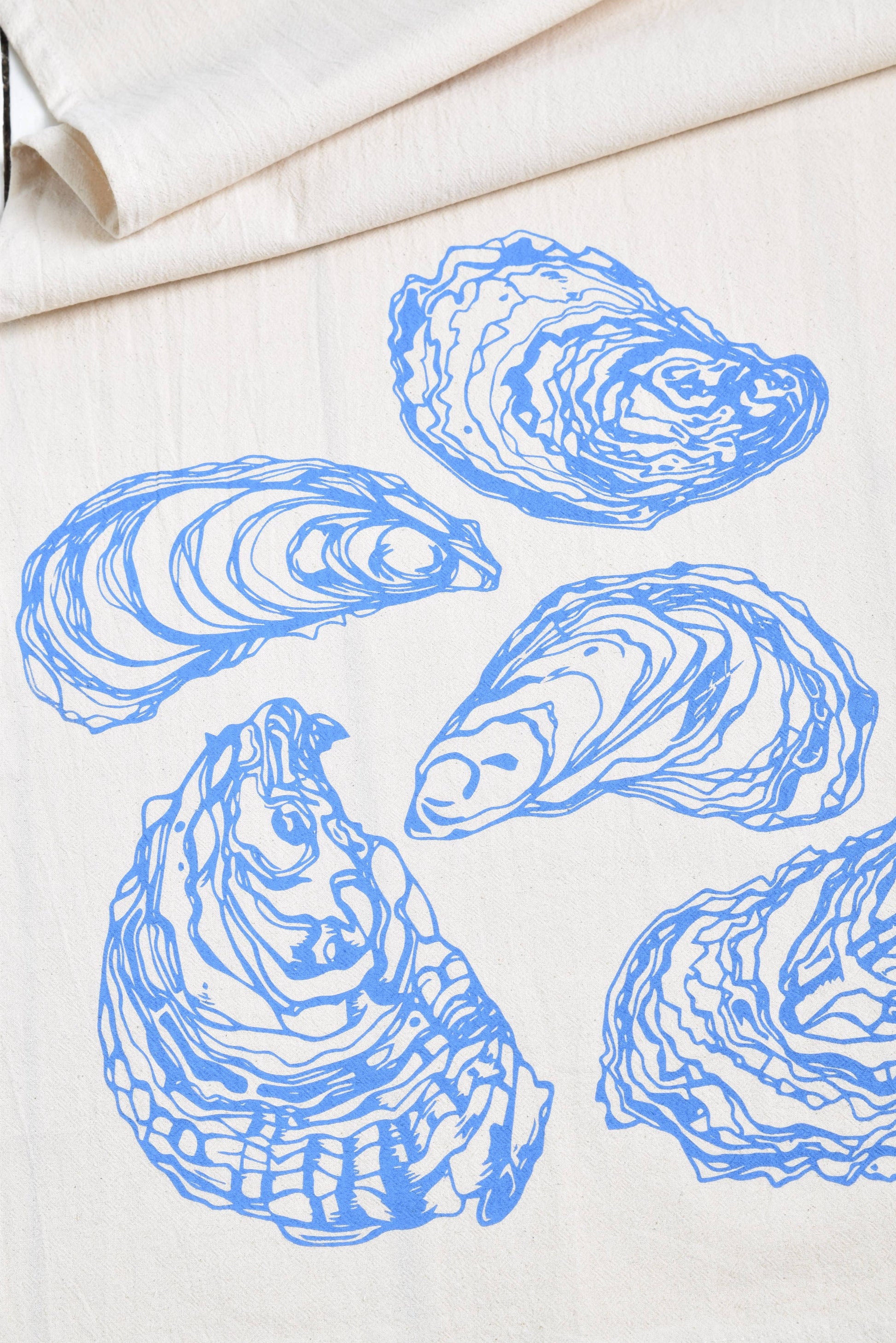 Hearth and Harrow - Oyster Tea Towel in Blue-violet - Organic Cotton - Sea Shell - PMA Store at the Portland Museum of Art, Maine
