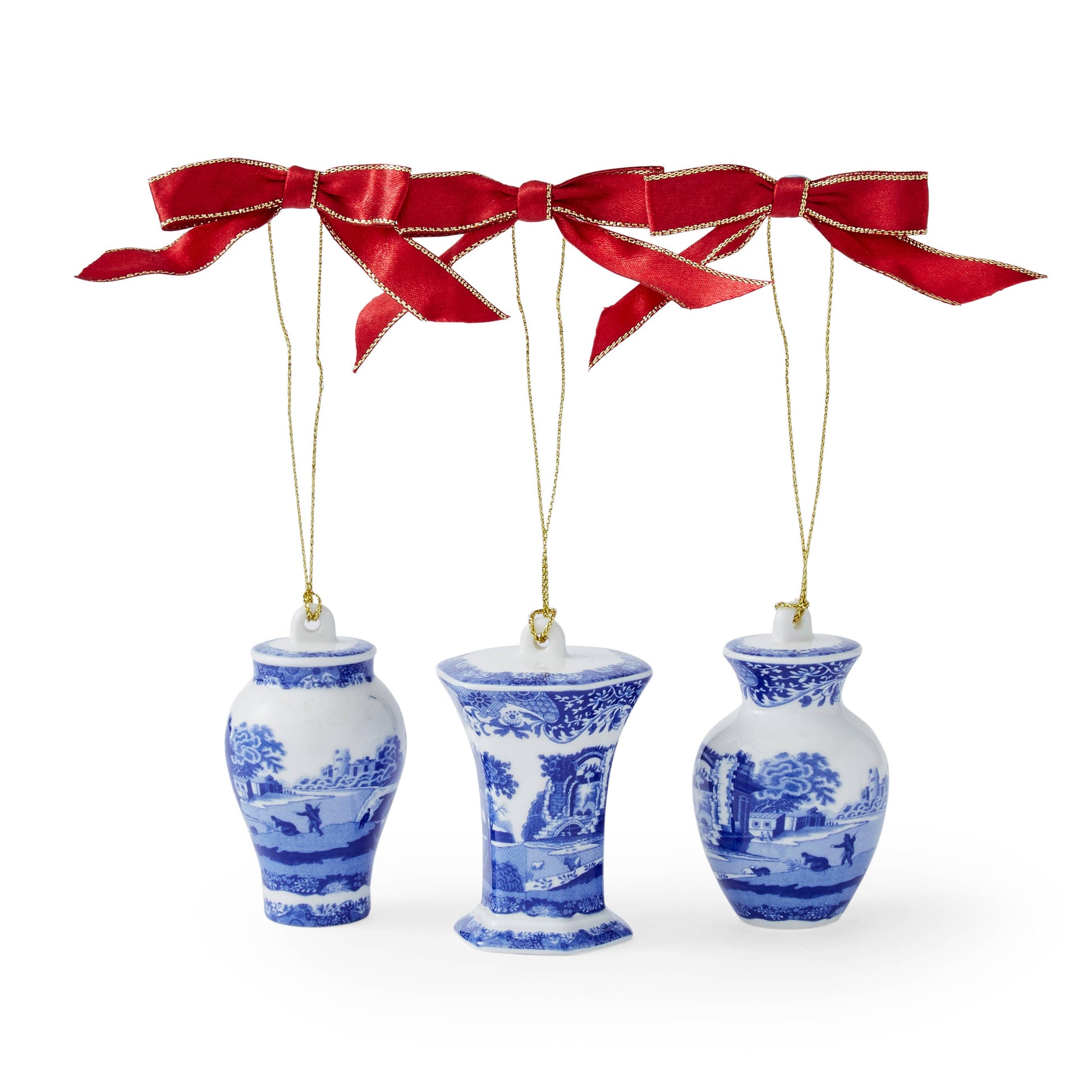 Blue Italian Christmas Set of 3 Mini Urn Ornaments: Blue Italian - PMA Store at the Portland Museum of Art, Maine
