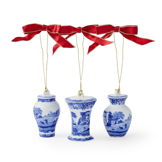 Blue Italian Christmas Set of 3 Mini Urn Ornaments: Blue Italian - PMA Store at the Portland Museum of Art, Maine