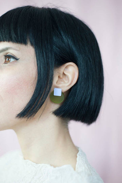 Pamela Coromoto - Glare Mini Earrings - Spring/Summer : Olive/Lilac