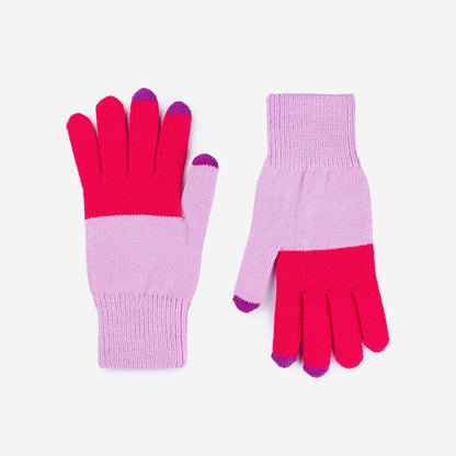 Colorblock Knit Touchscreen Gloves: Fuchsia Lilac - PMA Store at the Portland Museum of Art, Maine