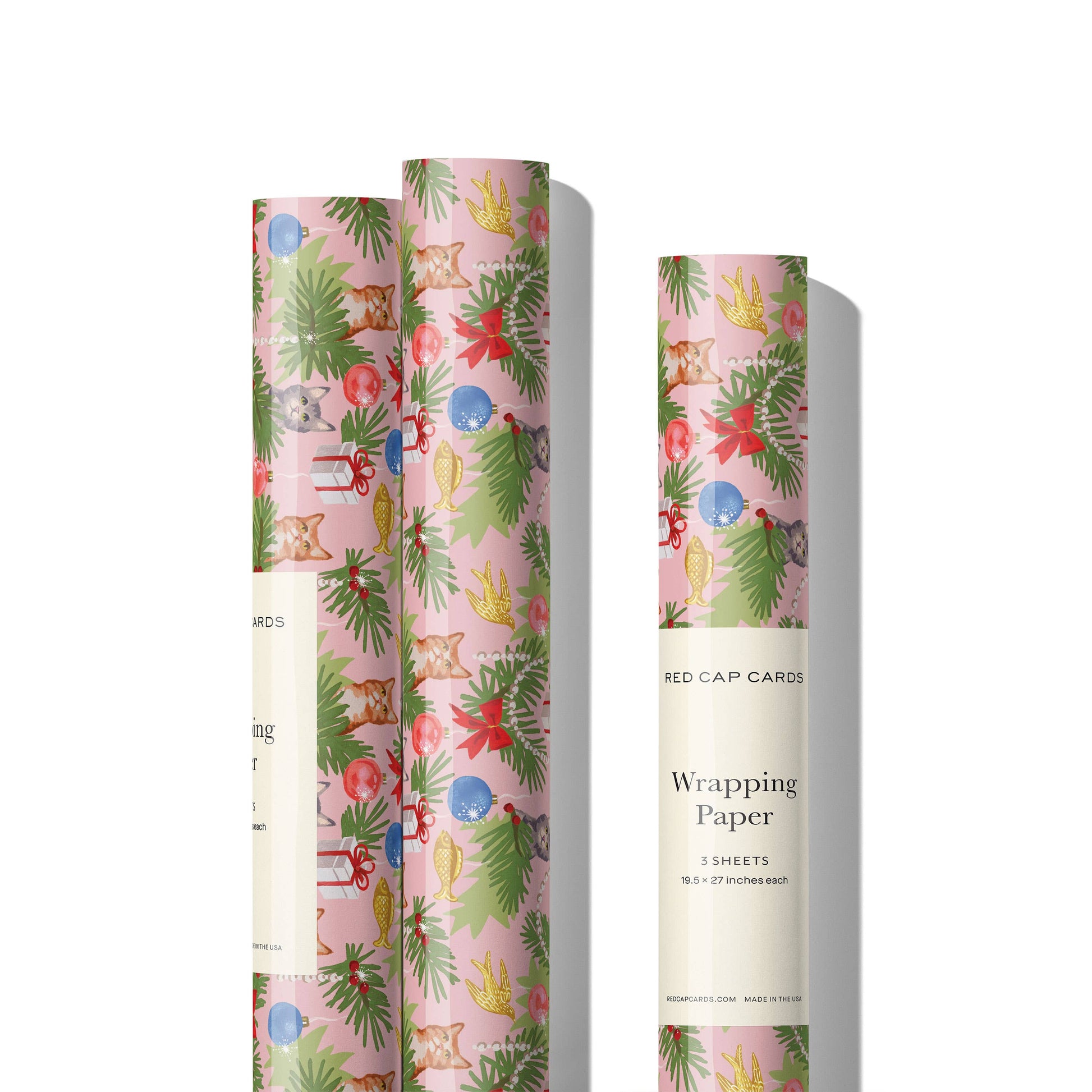 Meowy Christmas holiday wrapping paper: Single - PMA Store at the Portland Museum of Art, Maine