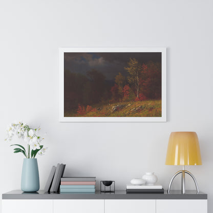 Autumn Birches (Approaching Storm) by Albert Bierstadt Framed Landscape Poster - PMA Store at the Portland Museum of Art, Maine