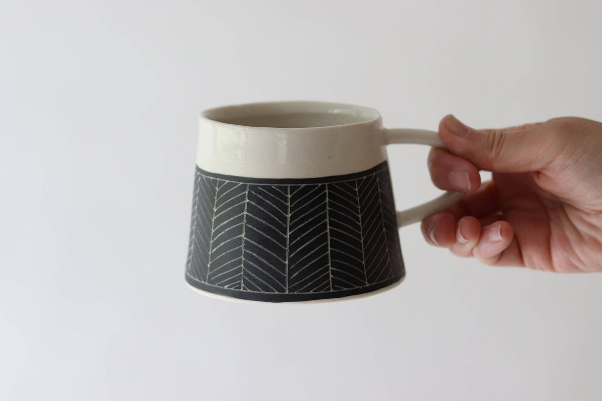 Elizabeth Benotti Ceramics - Herringbone Mug: White - PMA Store at the Portland Museum of Art, Maine