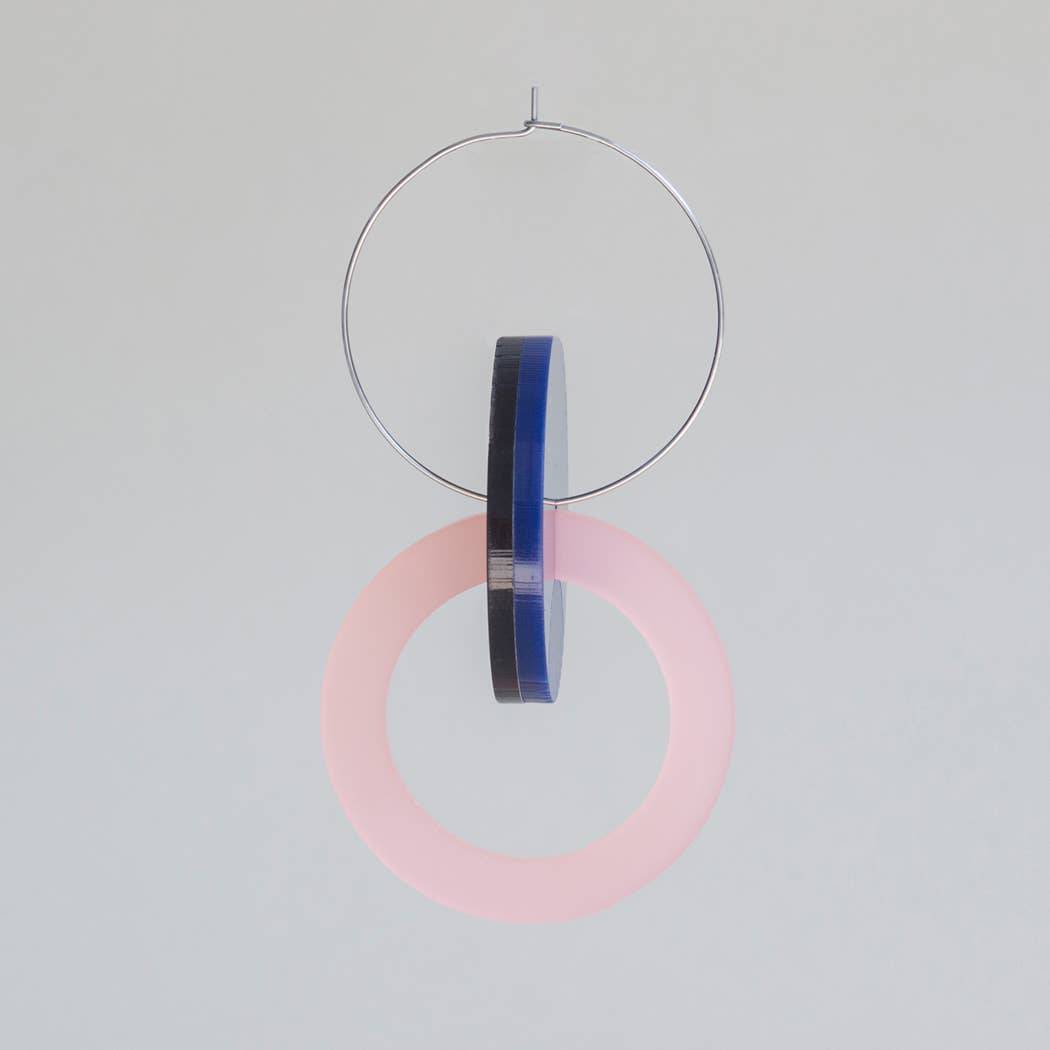 Primario Earrings - Reversible: Gold Mirror and Beige, translucent Olive - PMA Store at the Portland Museum of Art, Maine