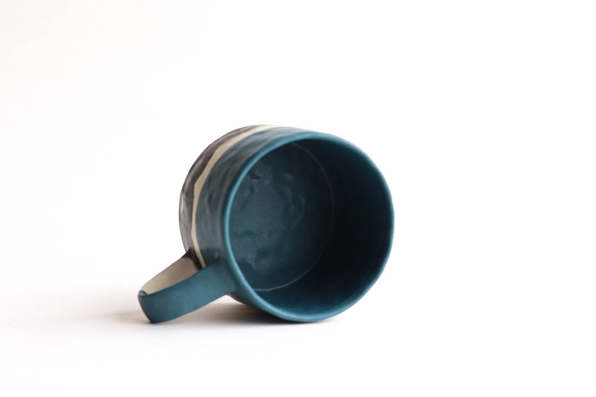 Elizabeth Benotti Ceramics - Pinched Splatter Mug: Deep ocean - PMA Store at the Portland Museum of Art, Maine