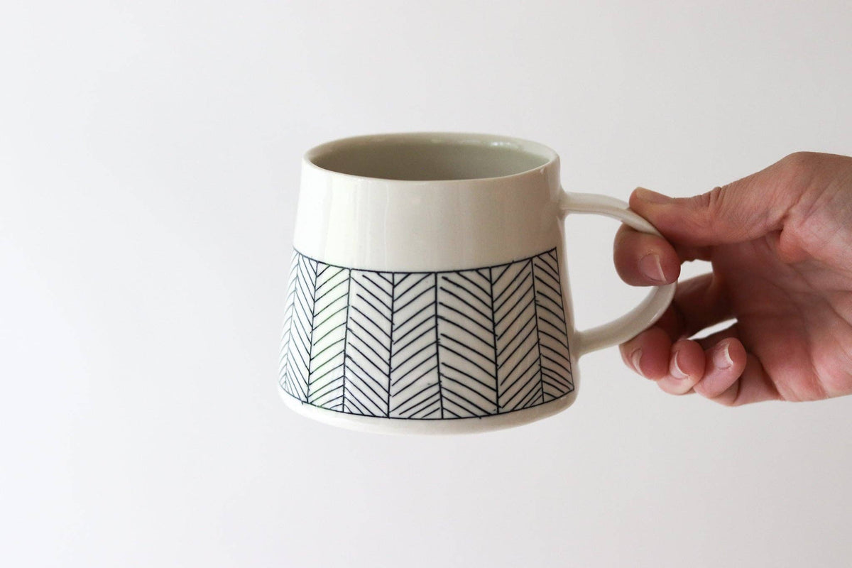 Elizabeth Benotti Ceramics - Herringbone Mug: White - PMA Store at the Portland Museum of Art, Maine