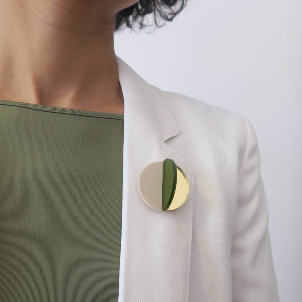 Pamela Coromoto - Dexel Brooch - Vibrant Palette: Bronze Mirror, Purple and Mint