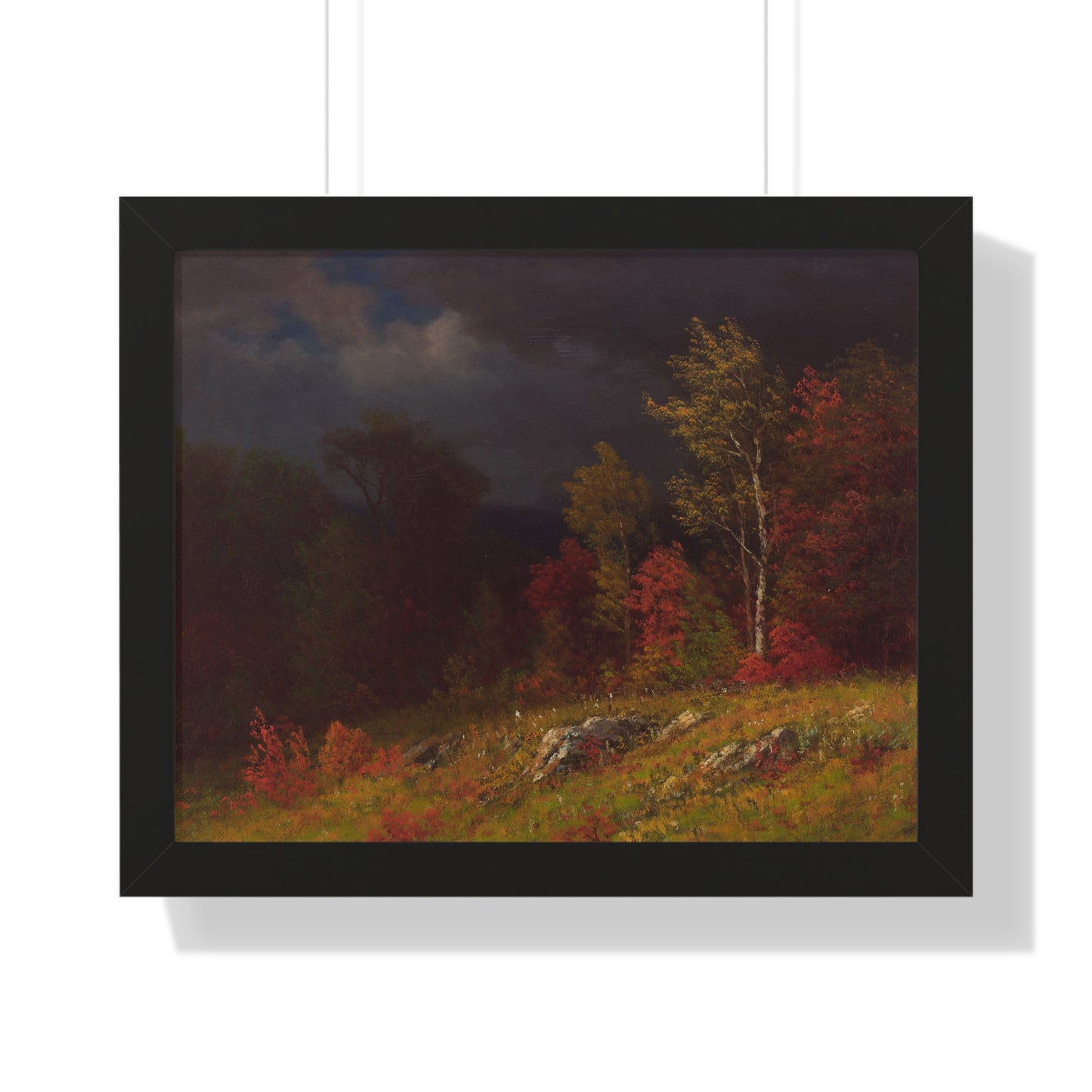 Autumn Birches (Approaching Storm) by Albert Bierstadt Framed Landscape Poster - PMA Store at the Portland Museum of Art, Maine