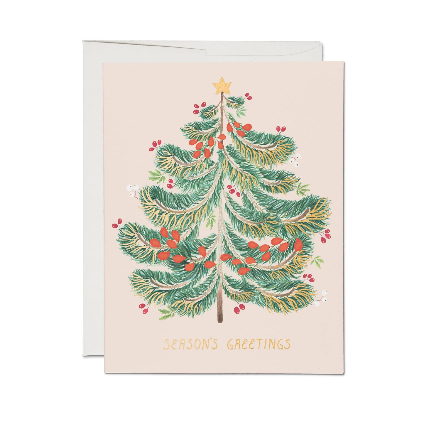 Festive Evergreen holiday greeting card: Single - PMA Store at the Portland Museum of Art, Maine