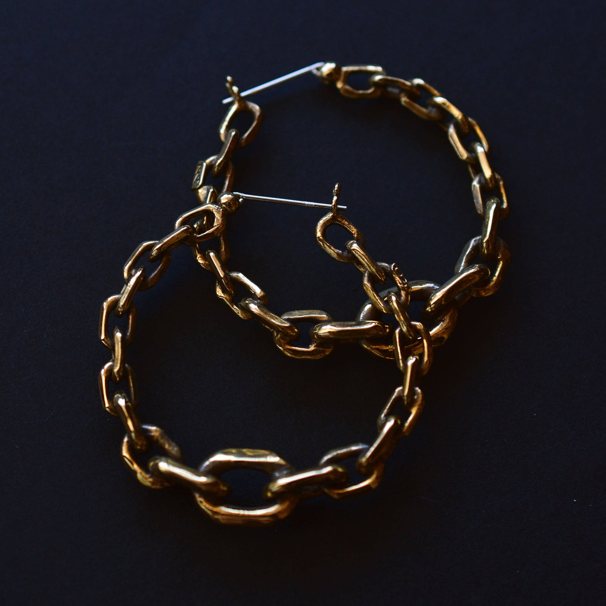 OZMA adornments - UFO Hoop Earrings - Chain: Brass - PMA Store at the Portland Museum of Art, Maine