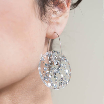 Pamela Coromoto - Circle Earrings -  Big: Clear Iridescent