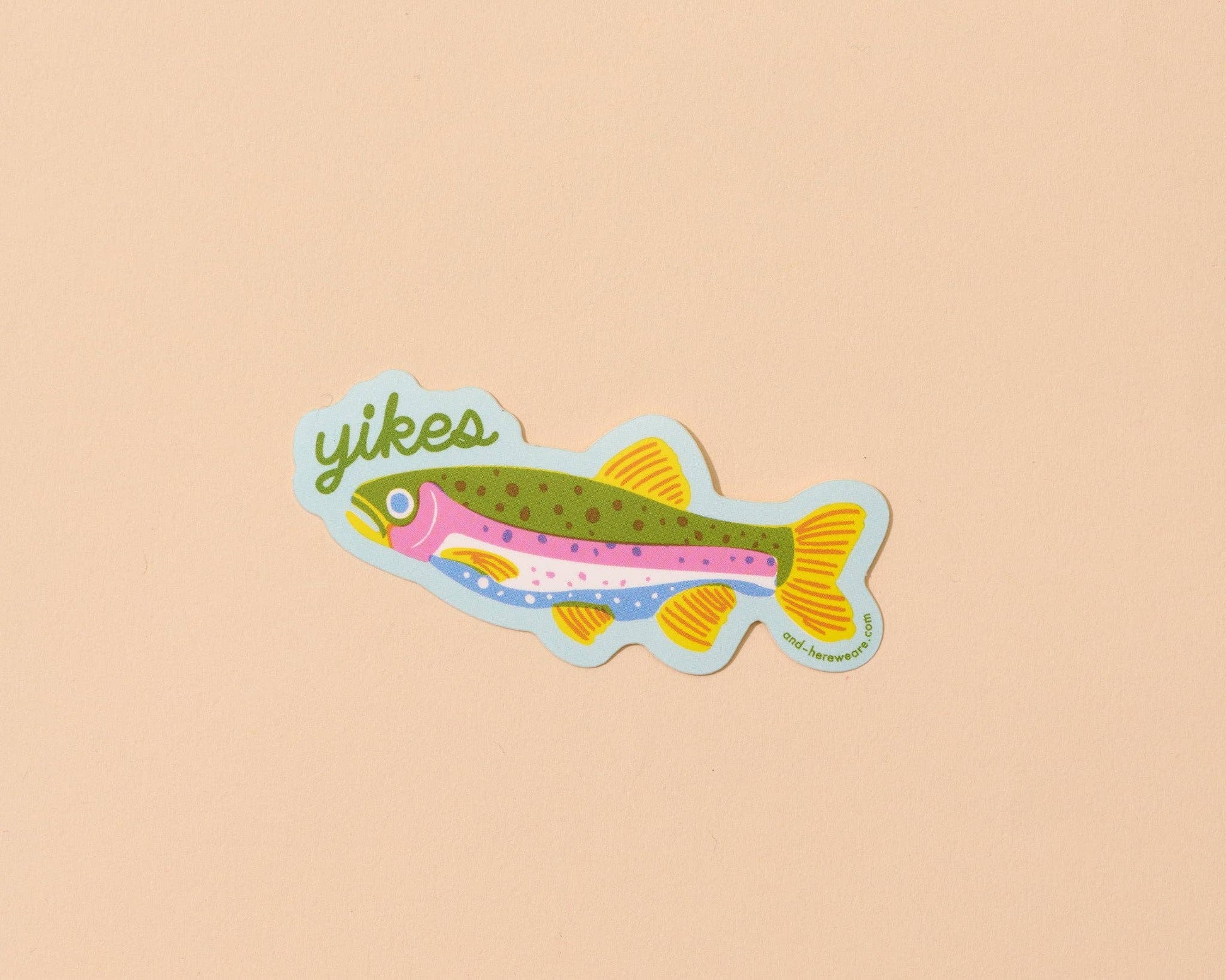 And Here We Are - Vinyl Sticker—Rainbow Trout (Yikes) - PMA Store at the Portland Museum of Art, Maine