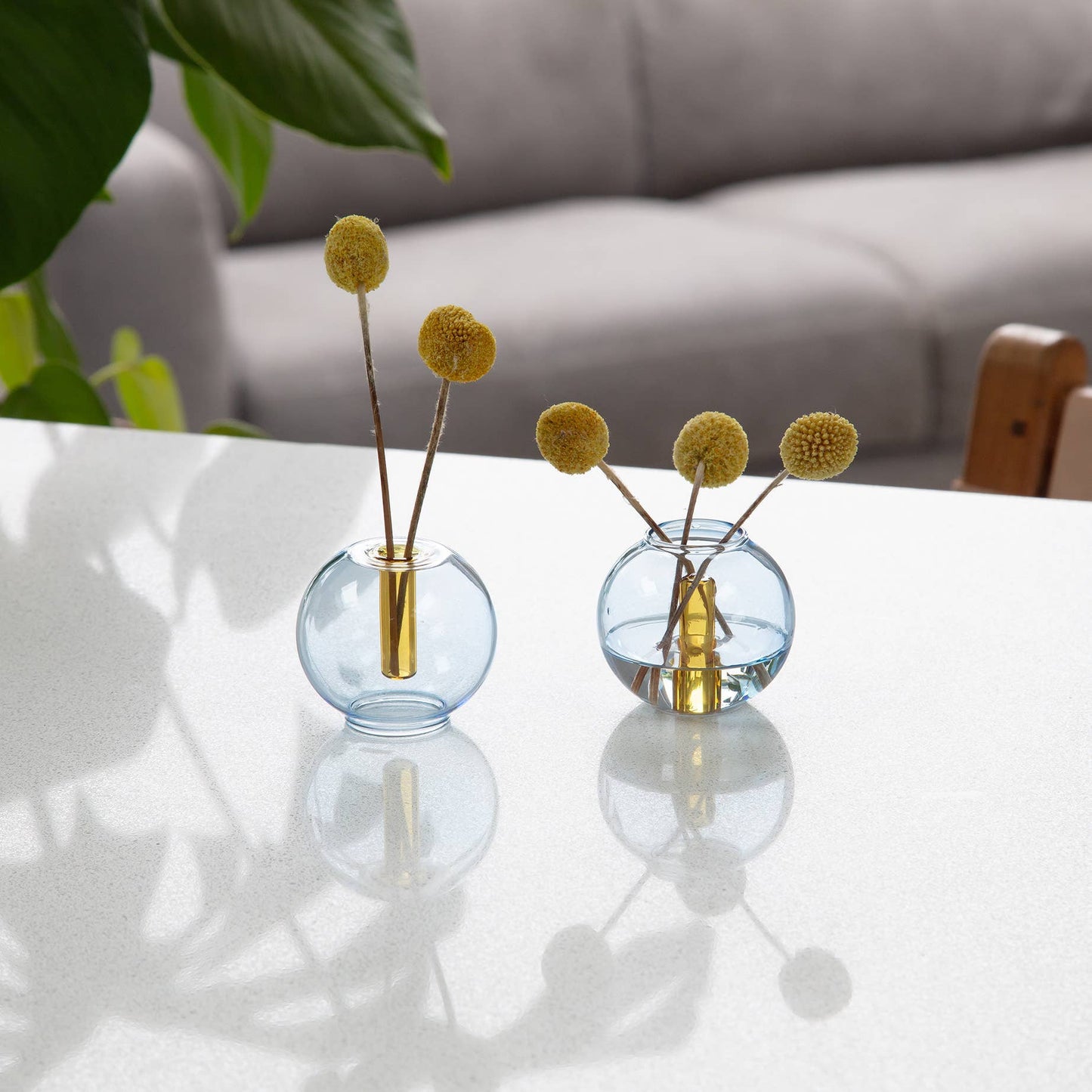 Block Design US - Mini Bubble Glass Vase: Blue and Yellow