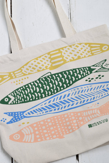 Hearth and Harrow - Sardine Tote Bag - 100% Cotton - Market and Beach Bag