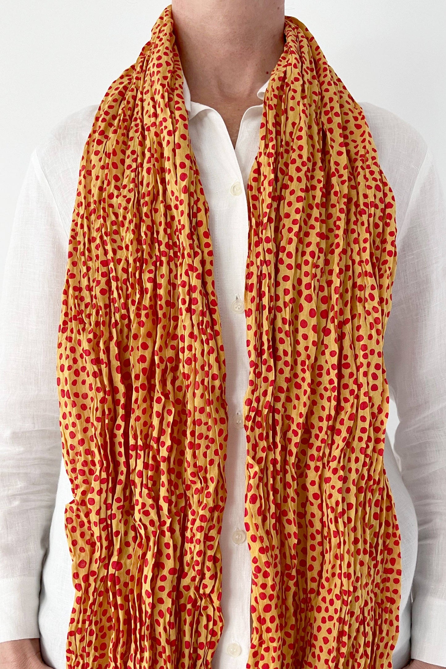 See Design - Cotton Scarf: Spots Red/Mustard