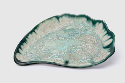 Alison Evans Ceramics - Large Oyster Plate: Mint& Charcoal